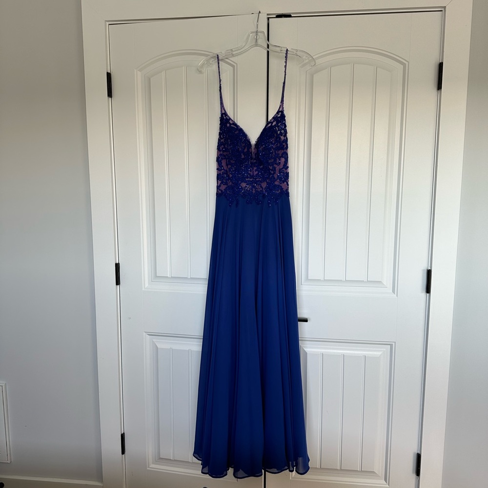 Ellie Wilde Mon Cheri blue prom gown